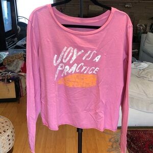 LAST CALL! Anthropologie Pink Long Sleeve Top with Joy Print